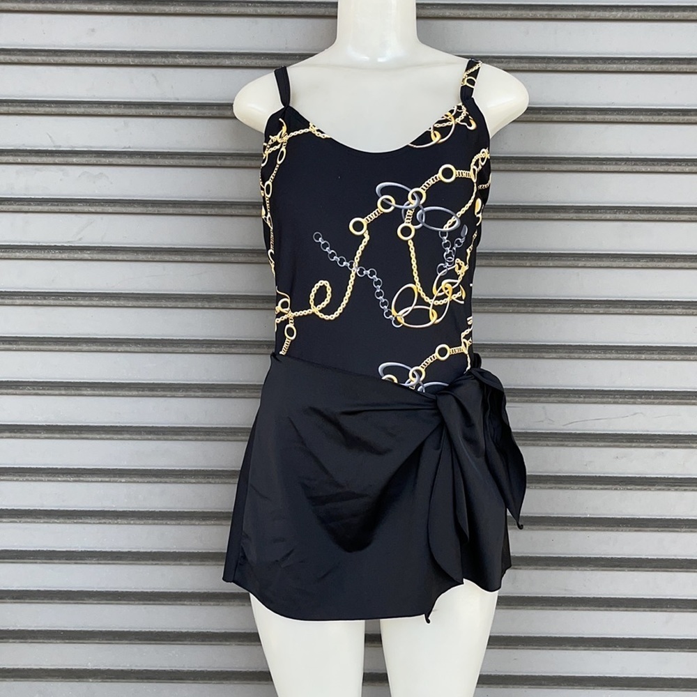 Addition Elle Black And Gold Swimsuit Skort Size 14